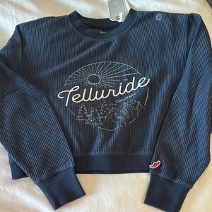 League Navy Telluride Graphic Cropped Sweatshirt